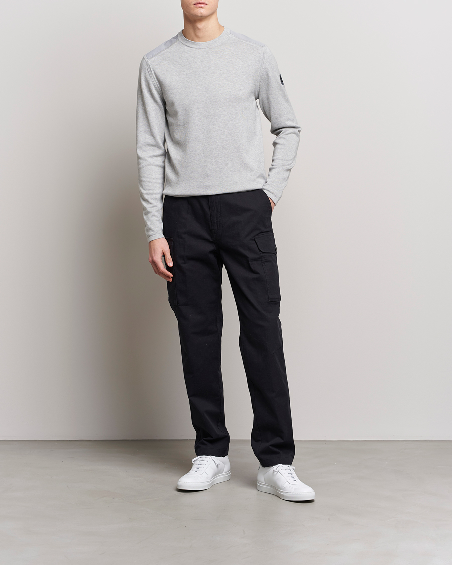 Men | Sweaters & Knitwear | Belstaff | Curve Cotton Crew Neck Old Silver Heather
