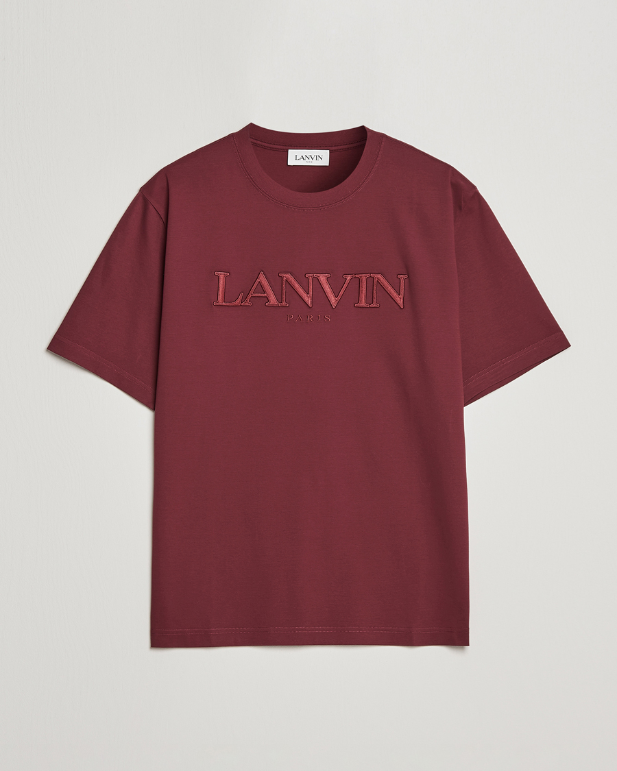 Men | T-Shirts | Lanvin | Embroidered Tonal Logo T-Shirt Burgundy