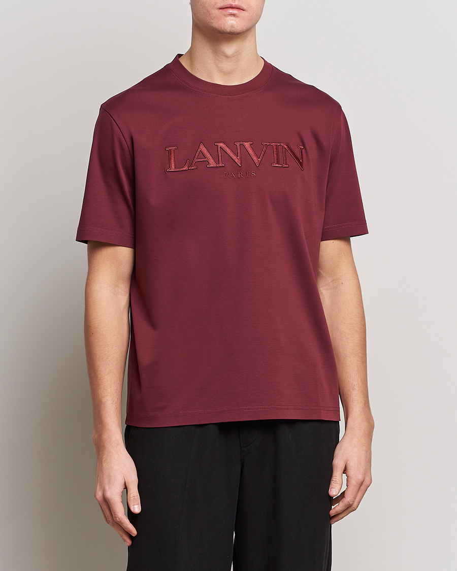 Men |  | Lanvin | Embroidered Tonal Logo T-Shirt Burgundy