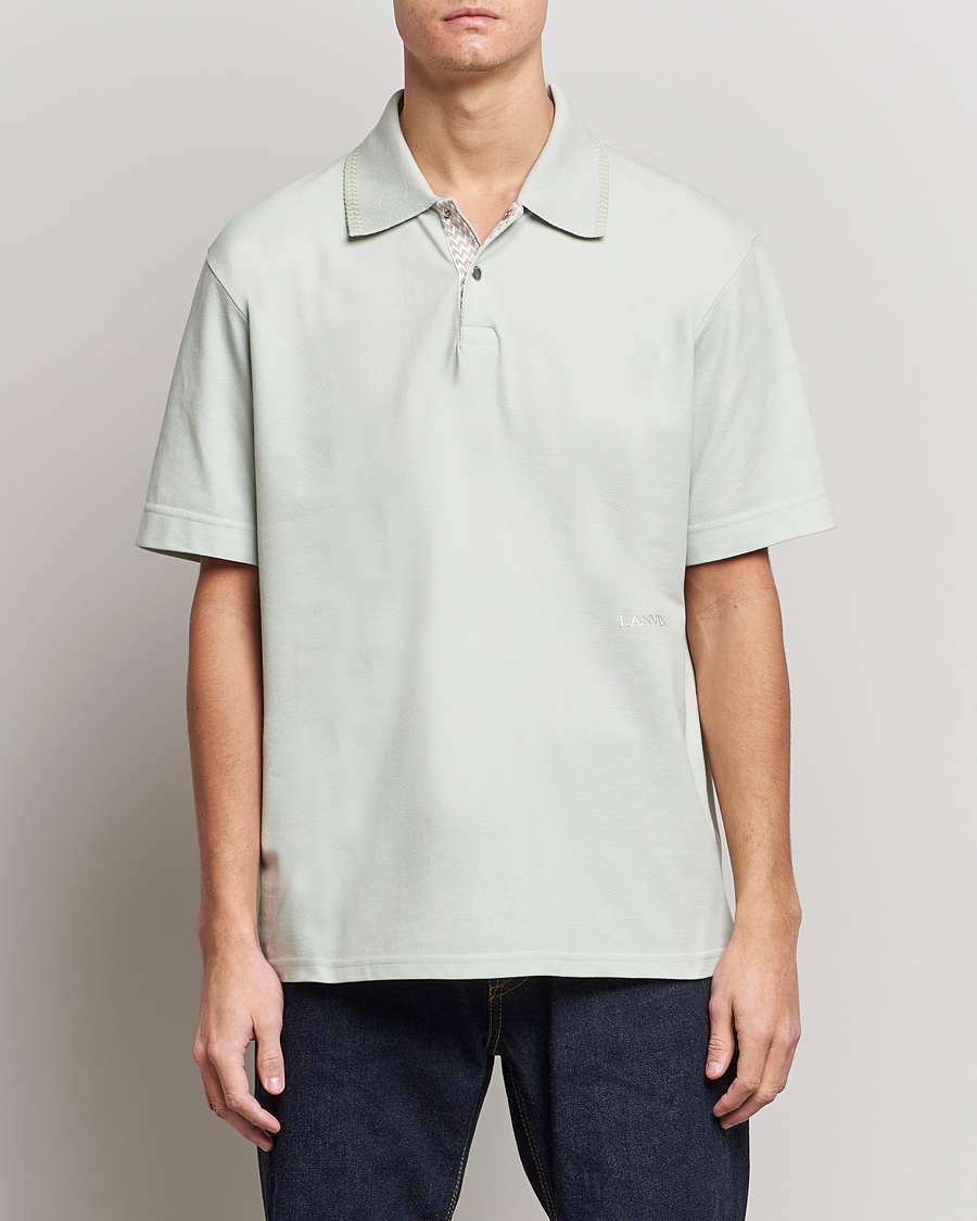 Men |  | Lanvin | Embroidered Logo Polo Shirt Sage