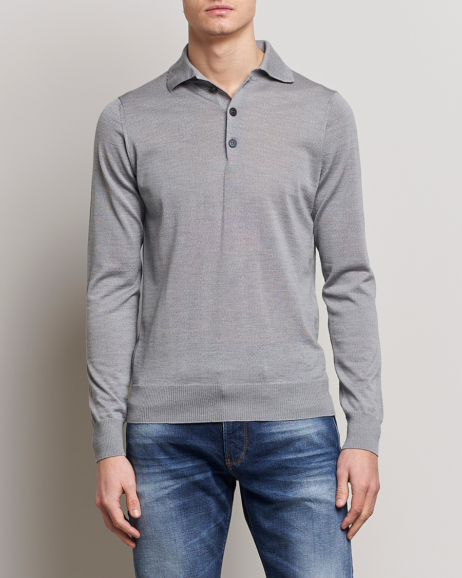 Men | Knitted Polo Shirts | Emporio Armani | Knitted Merino Pique Grey