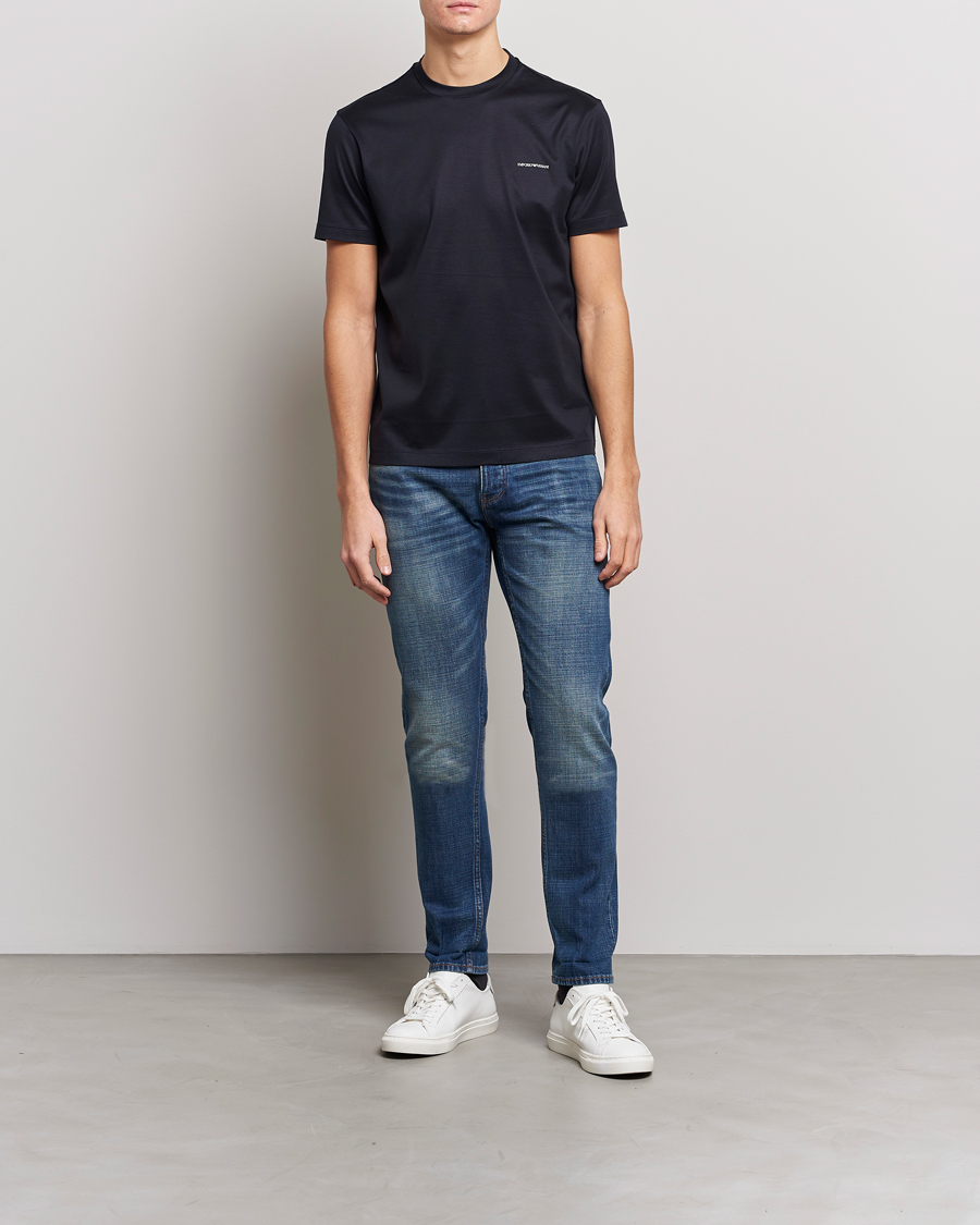 Men | T-Shirts | Emporio Armani | Tencel T-Shirt Navy