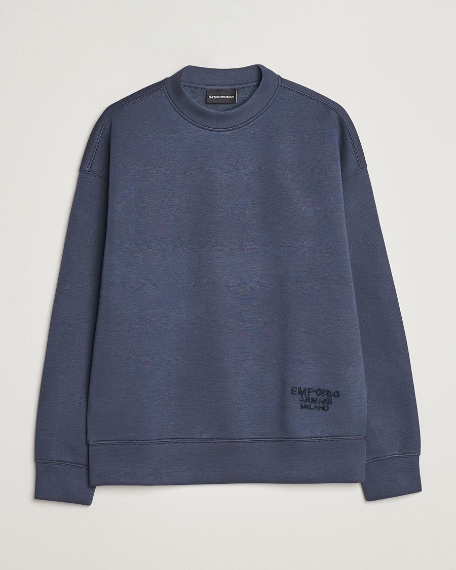 Men | Sweaters & Knitwear | Emporio Armani | Modal Sweat Crew Neck Blue Grey