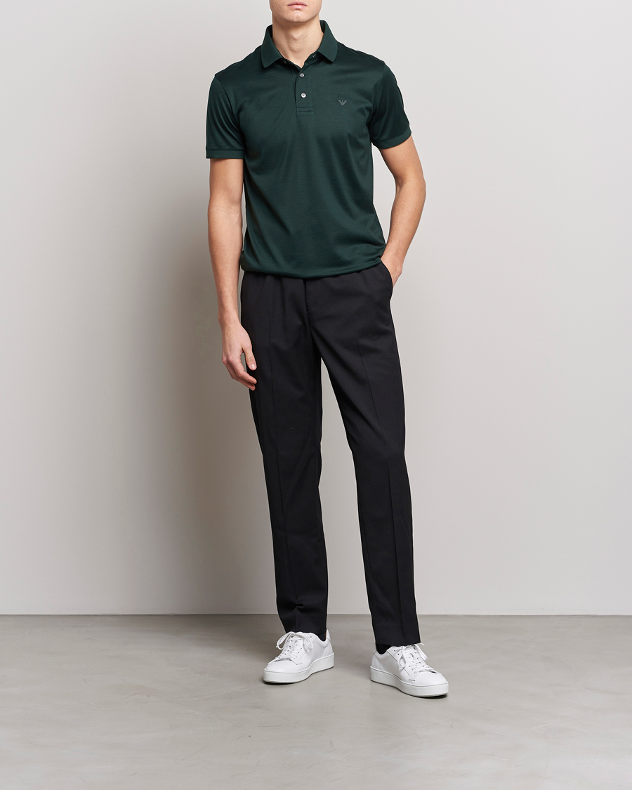 Men | Polo Shirts | Emporio Armani | Cotton Tencel Polo Green