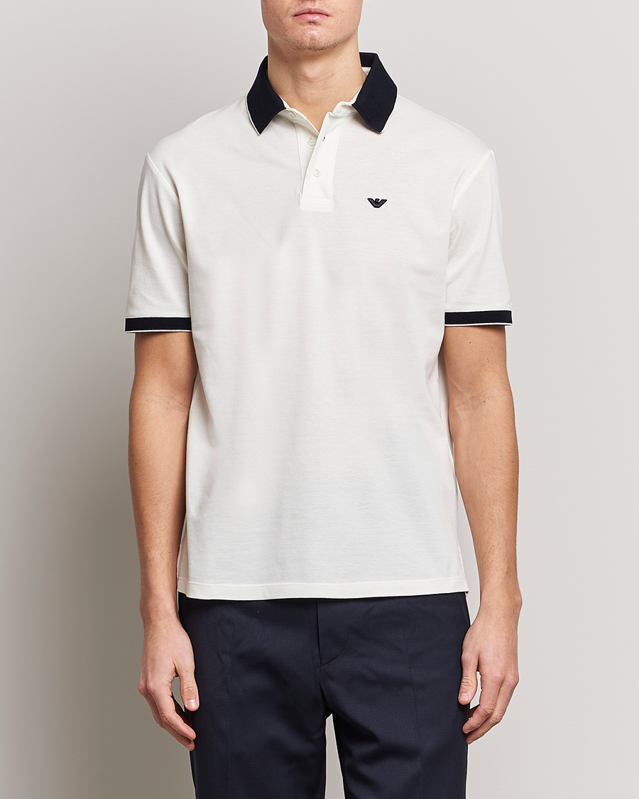Men | Short Sleeve Polo Shirts | Emporio Armani | Contrast Polo White
