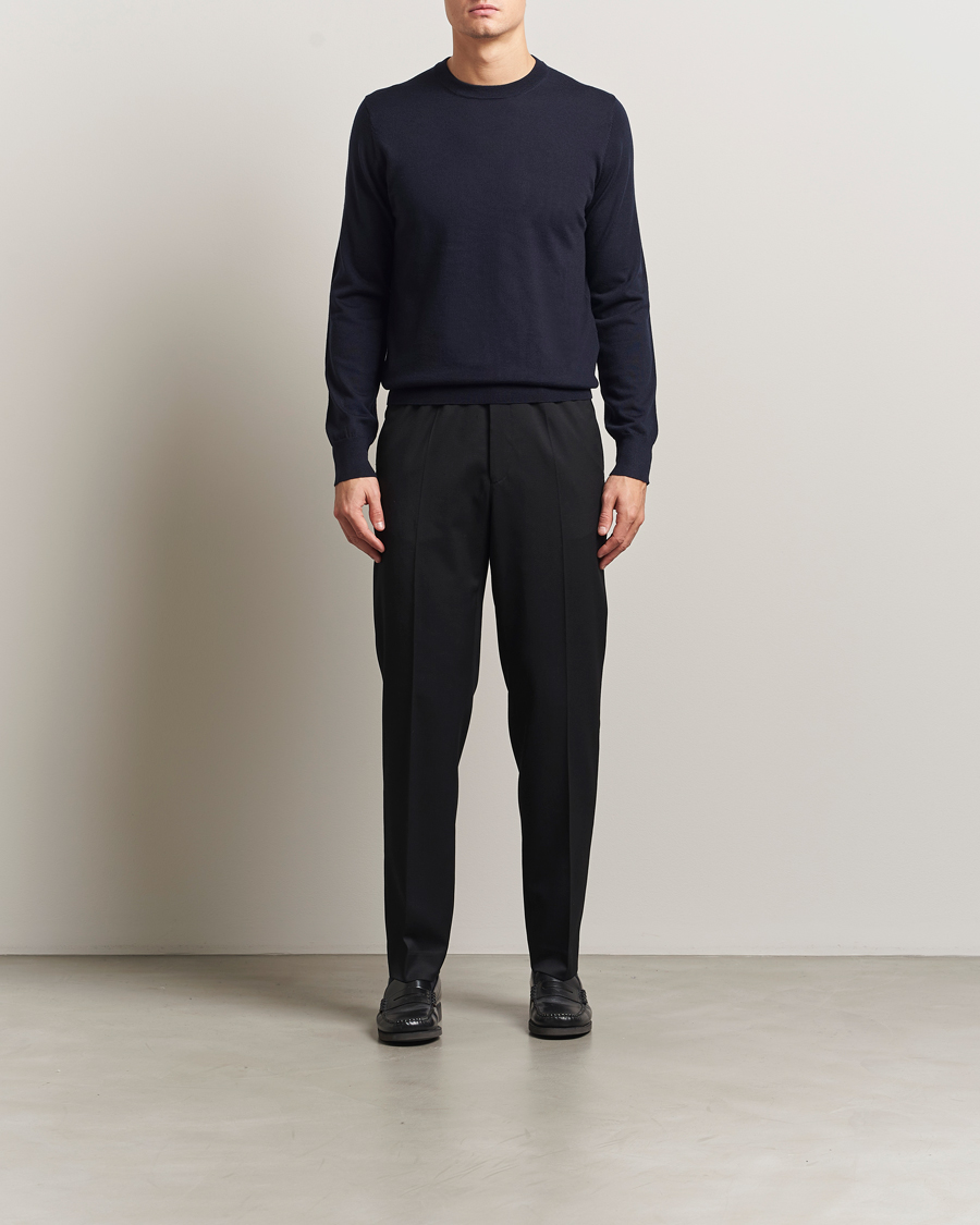 Men | Trousers | Filippa K | Theo Relaxed Wool Trousers Black
