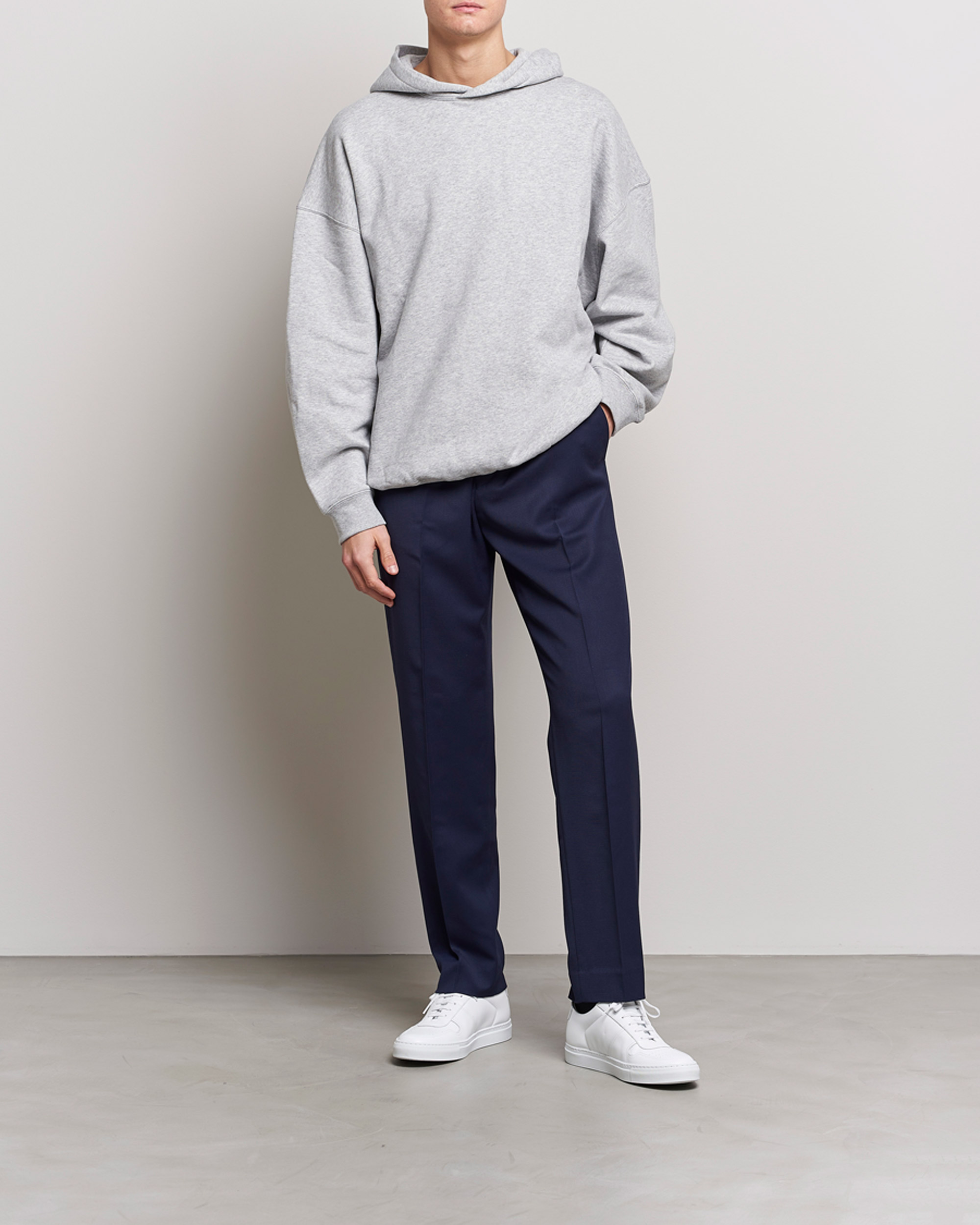 Men | Trousers | Filippa K | Relaxed Terry Wool Trousers French Navy
