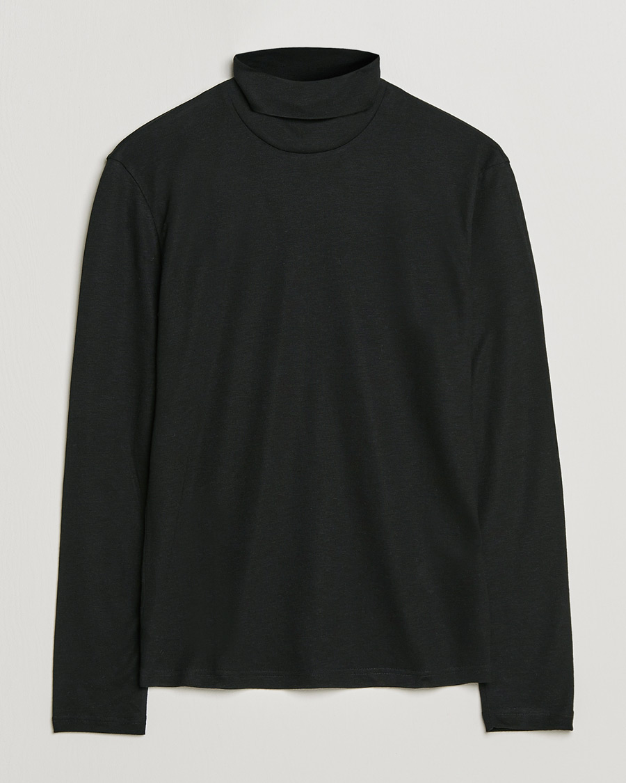 Men | Sweaters & Knitwear | Filippa K | Jersey Lyocell Turtleneck Black