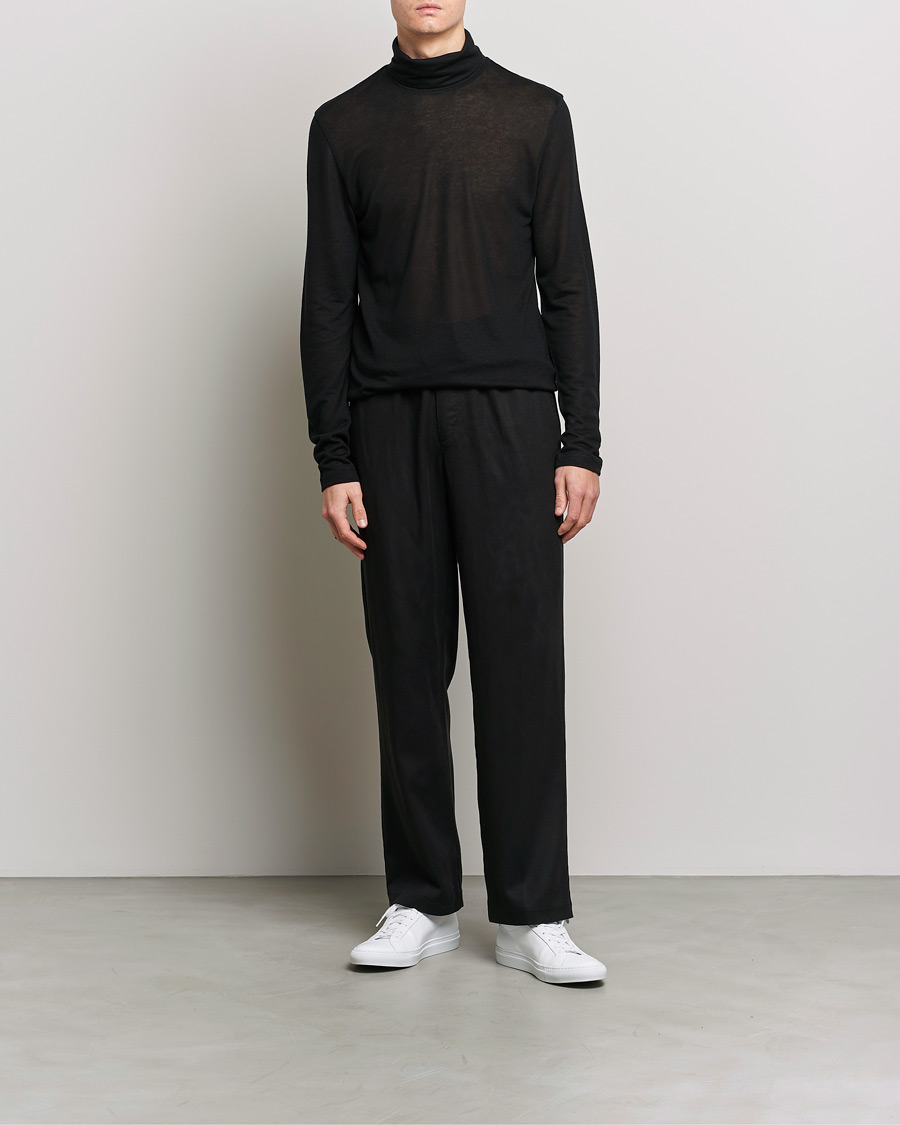 Men | Sweaters & Knitwear | Filippa K | Jersey Lyocell Turtleneck Black