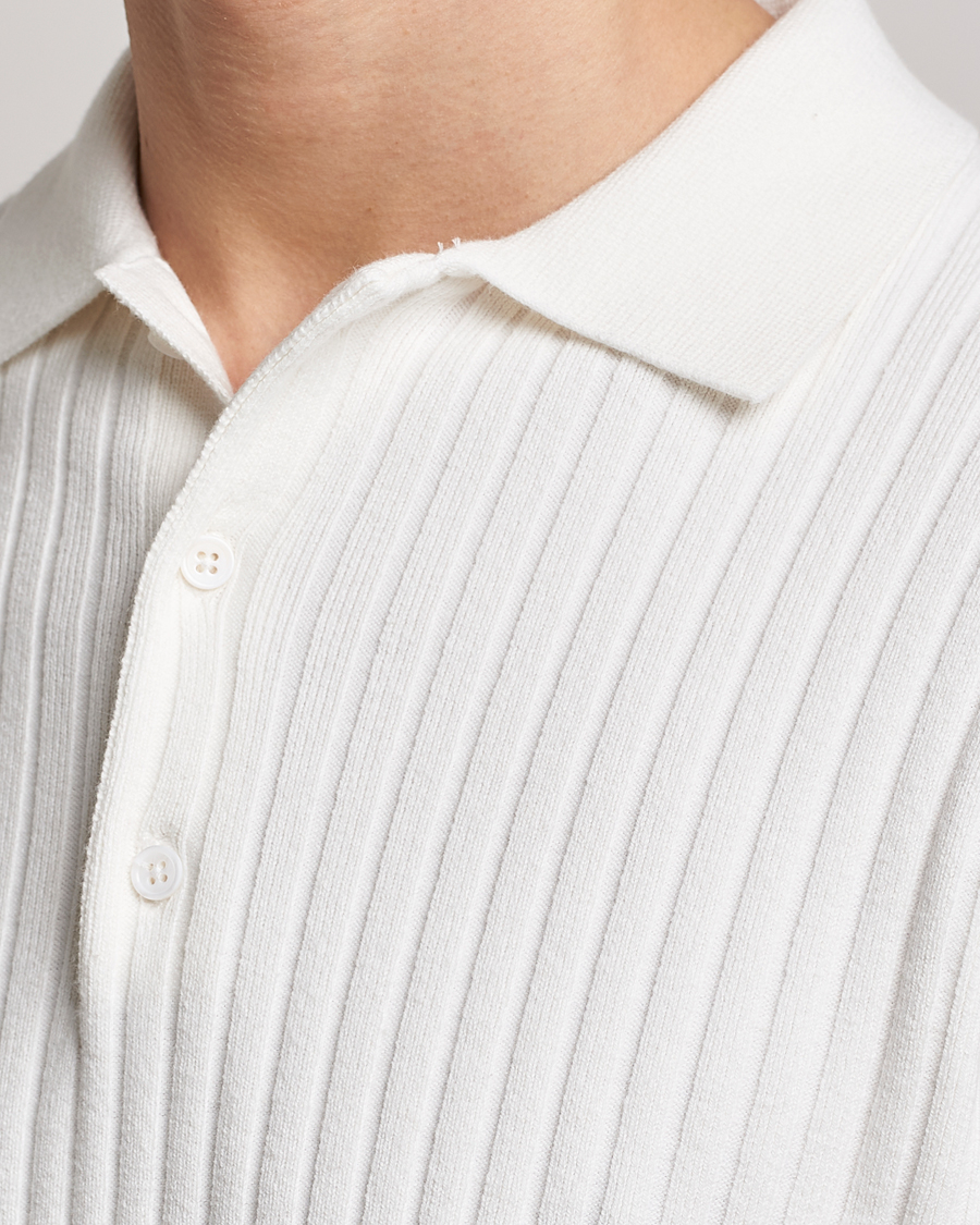 Men | Sweaters & Knitwear | Filippa K | Knitted Polo Shirt White