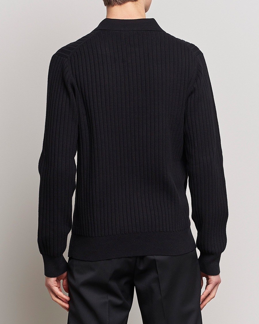 Men | Sweaters & Knitwear | Filippa K | Knitted Polo Shirt Black