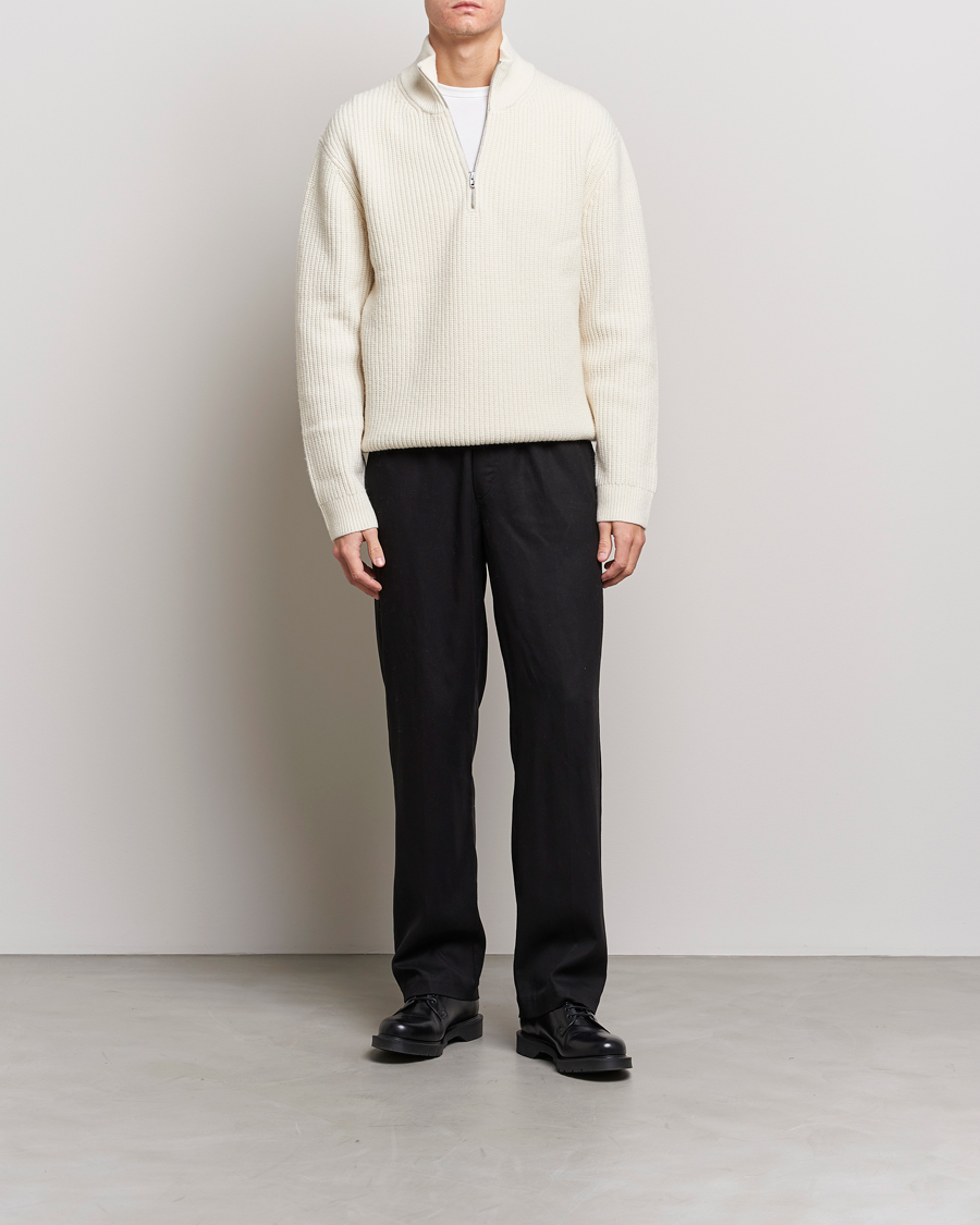 Men | Sweaters & Knitwear | Filippa K | Half Zip Sweater Off White