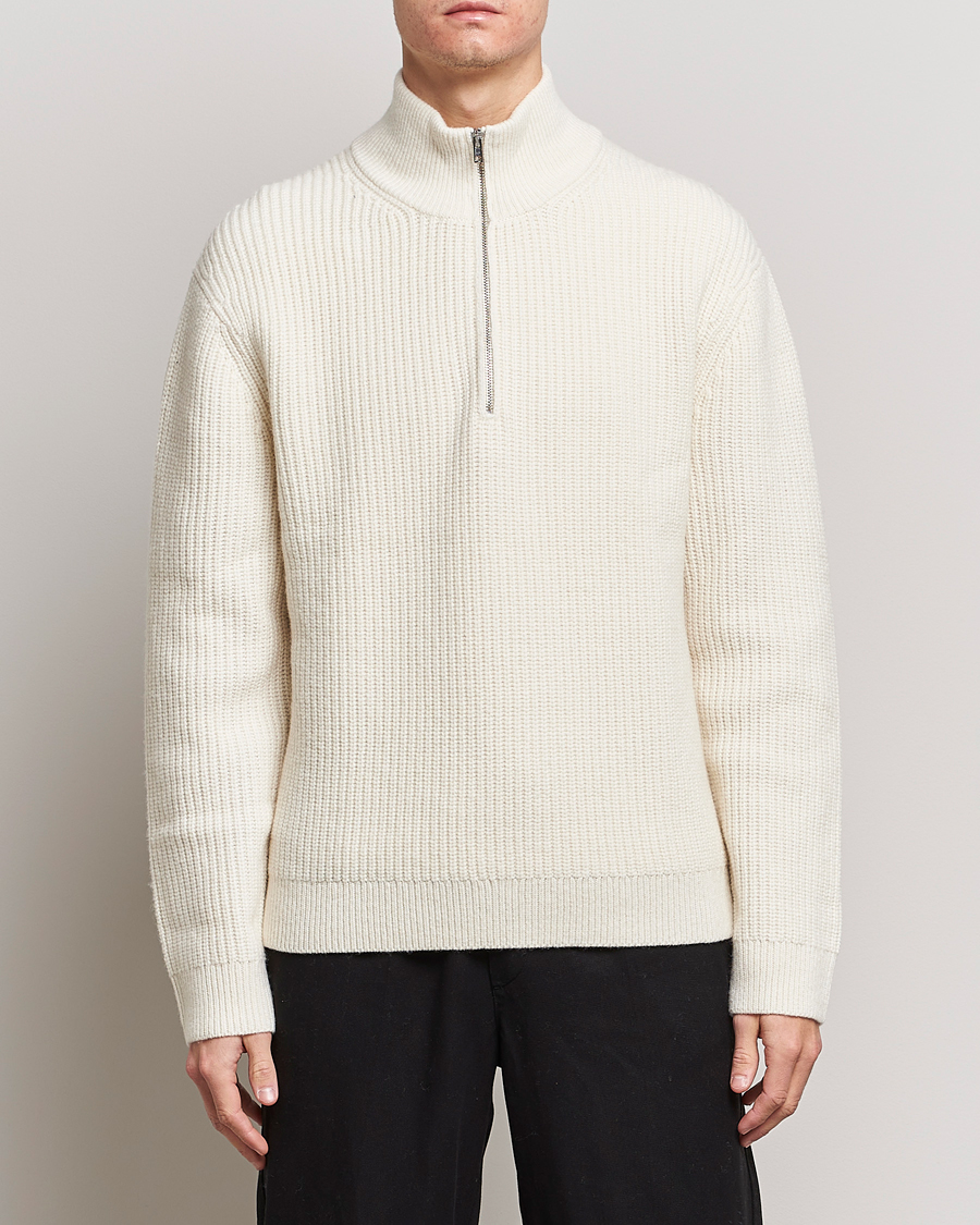 Men |  | Filippa K | Half Zip Sweater Off White