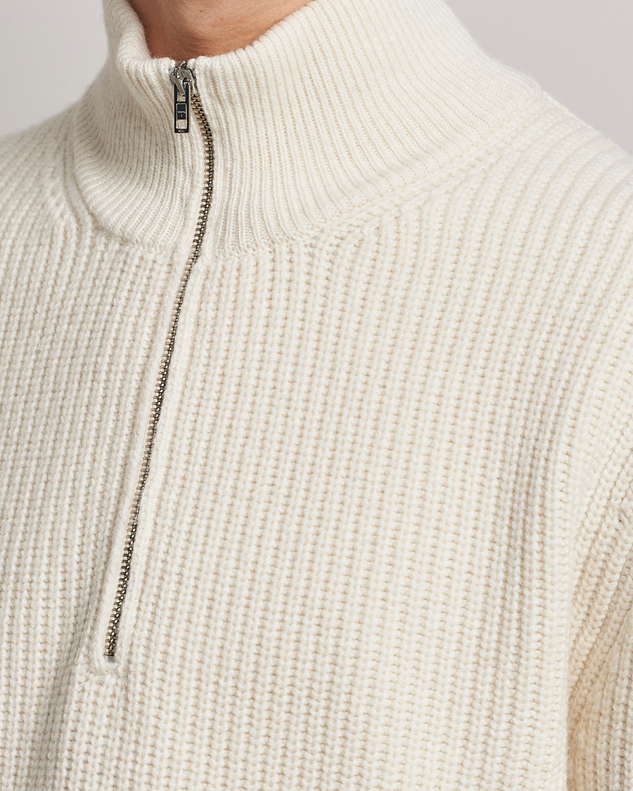 Men | Sweaters & Knitwear | Filippa K | Half Zip Sweater Off White