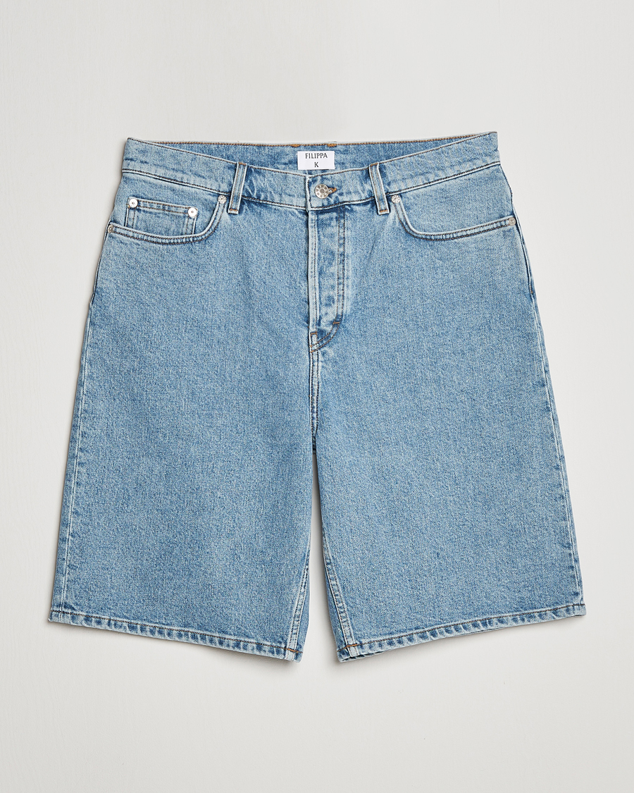 Men | Shorts | Filippa K | Bermuda Denim Shorts Allover Stone
