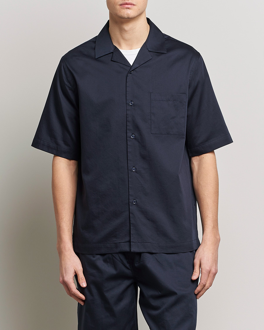 Men | Short Sleeve Shirts | Filippa K | Lounge Short Sleeve Shirt Night Blue