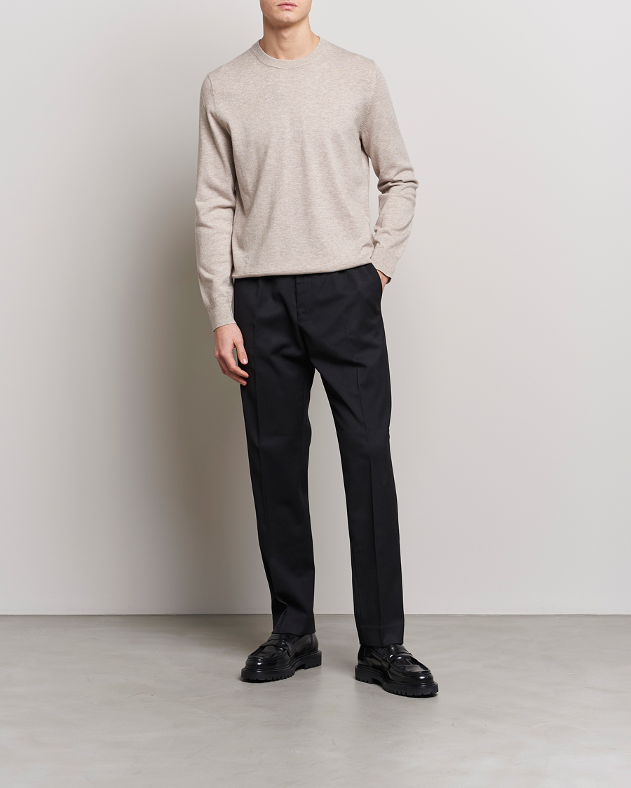 Men | Sweaters & Knitwear | Filippa K | Cotton Merino Sweater Beige Melange