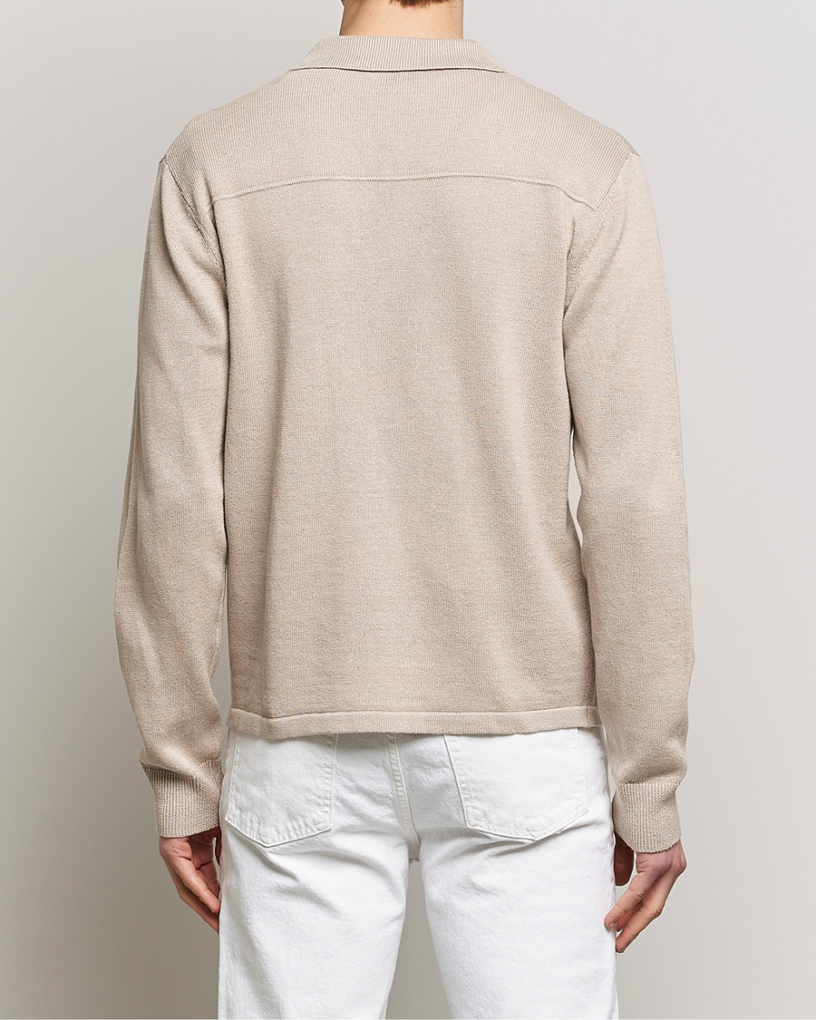 Men | Shirts | Filippa K | Cotton Linen Knitted Shirt Dusty Beige