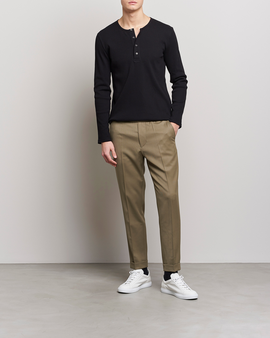 Men | Sweaters & Knitwear | Filippa K | Rib Henley Black