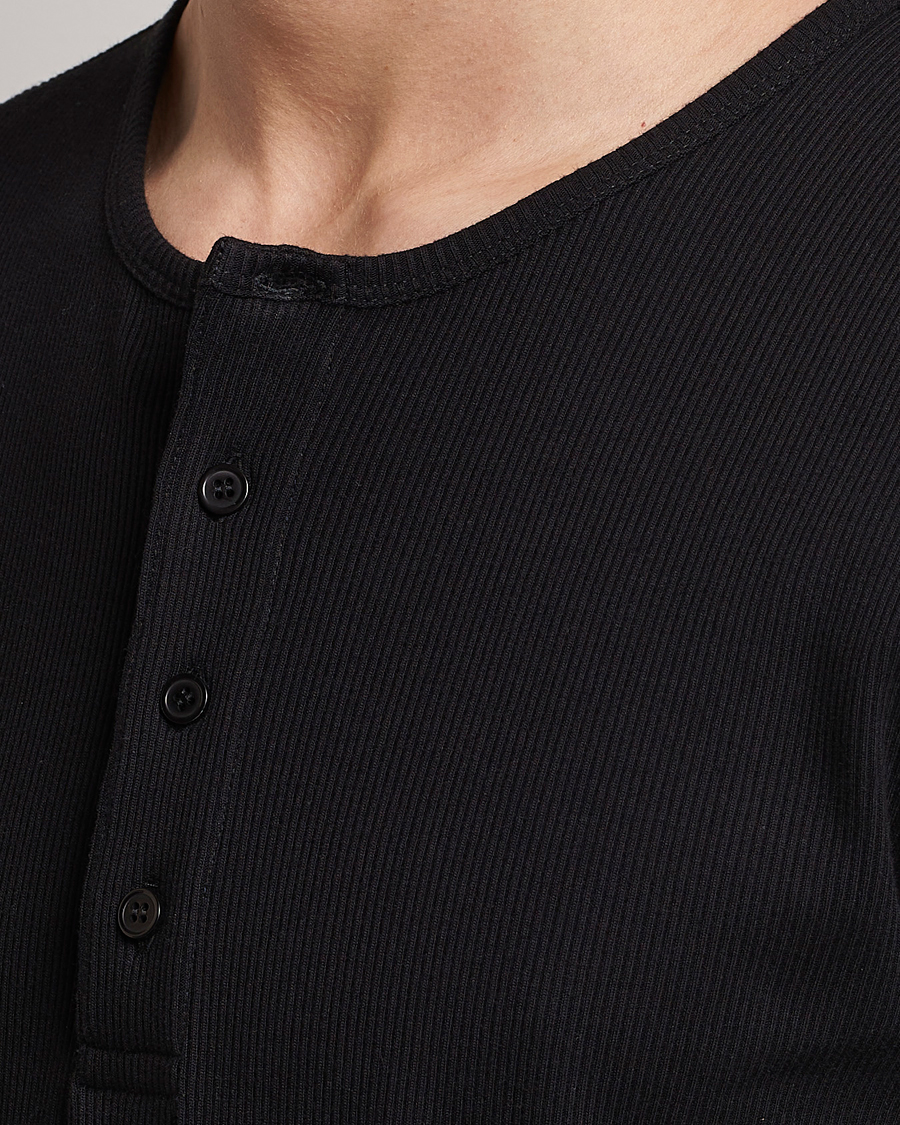 Men | Sweaters & Knitwear | Filippa K | Rib Henley Black