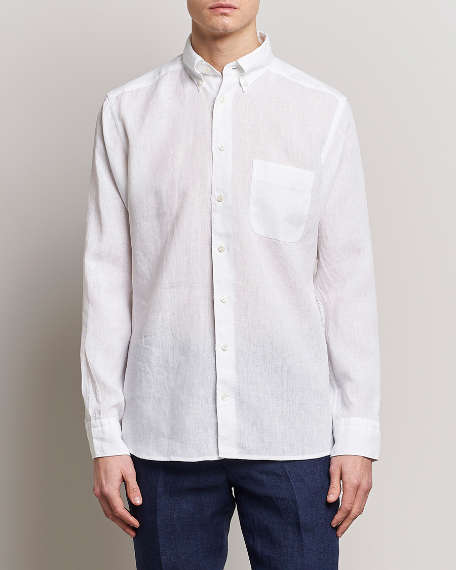 Men | Linen Shirts | Eton | Slim Fit Linen Shirt White