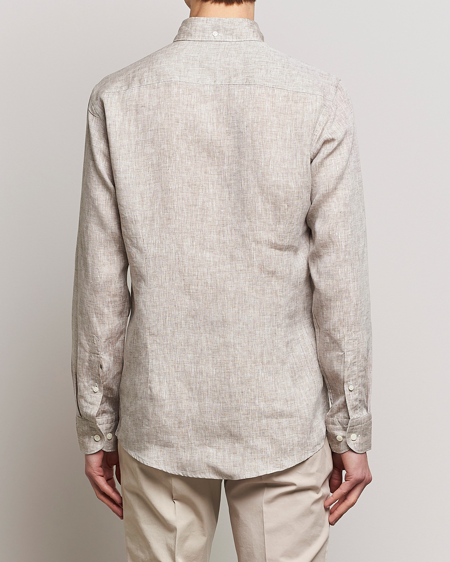 Men | Shirts | Eton | Slim Fit Linen Shirt Brown
