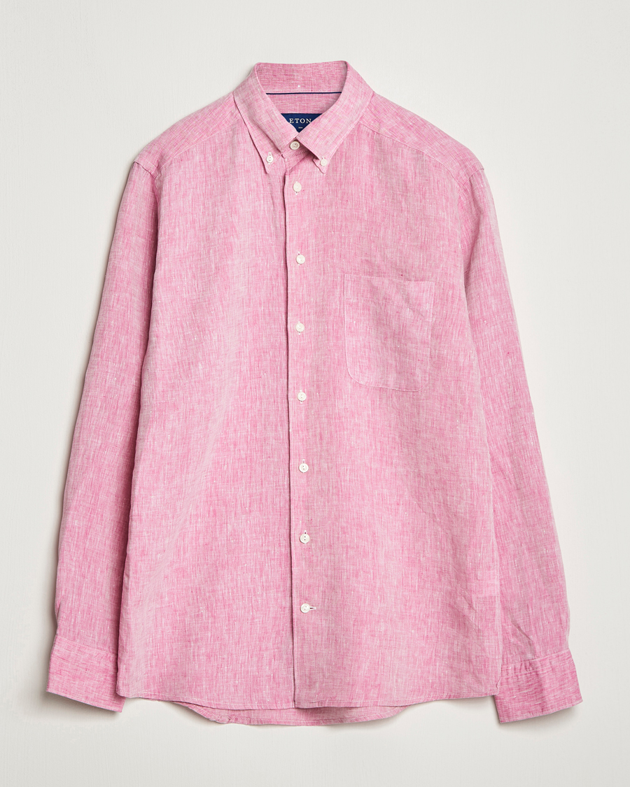 Men | Shirts | Eton | Slim Fit Linen Shirt Pink