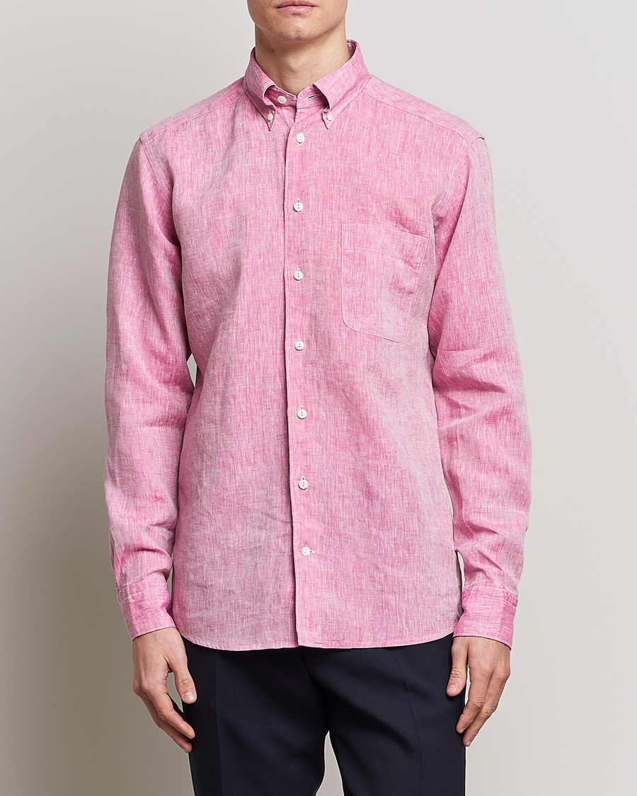 Men | Eton | Eton | Slim Fit Linen Shirt Pink