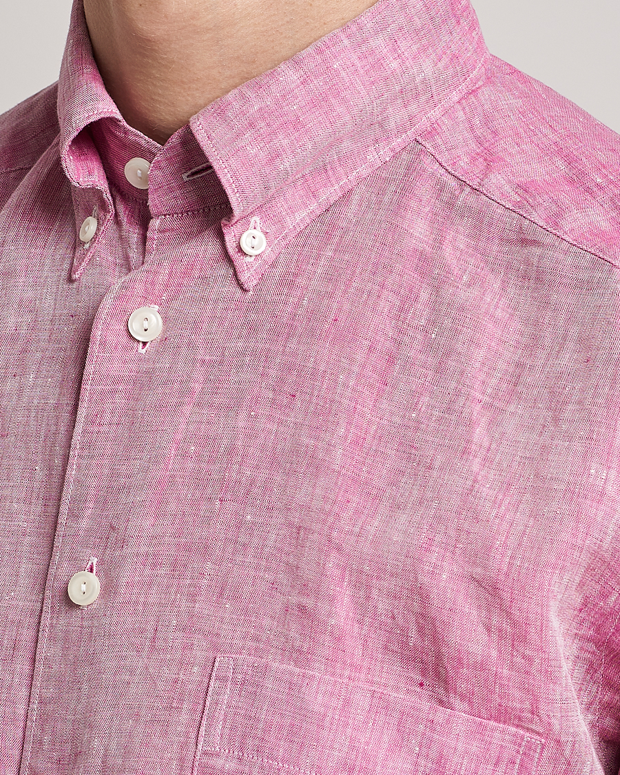 Men | Shirts | Eton | Slim Fit Linen Shirt Pink