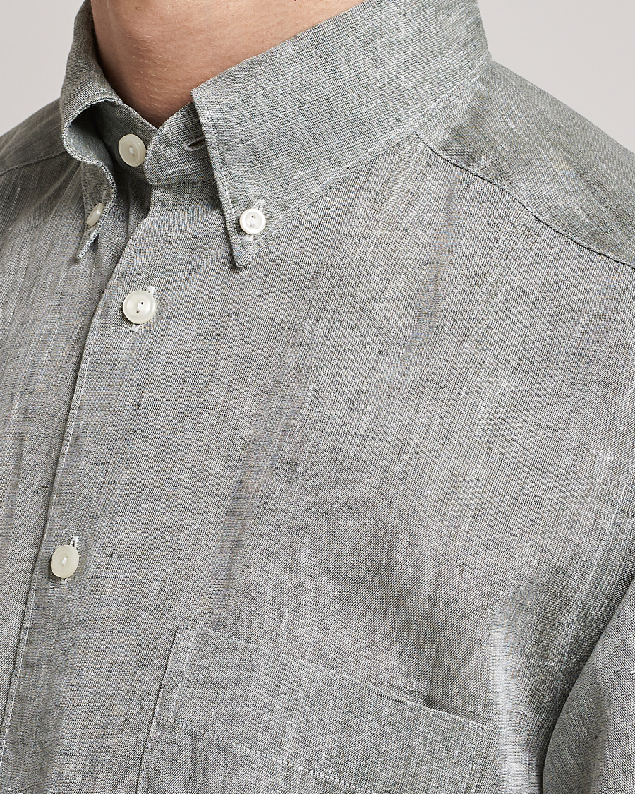 Men | Shirts | Eton | Slim Fit Linen Shirt Green