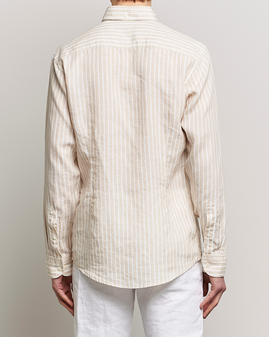 Men | Shirts | Eton | Slim Fit Striped Linen Shirt Brown