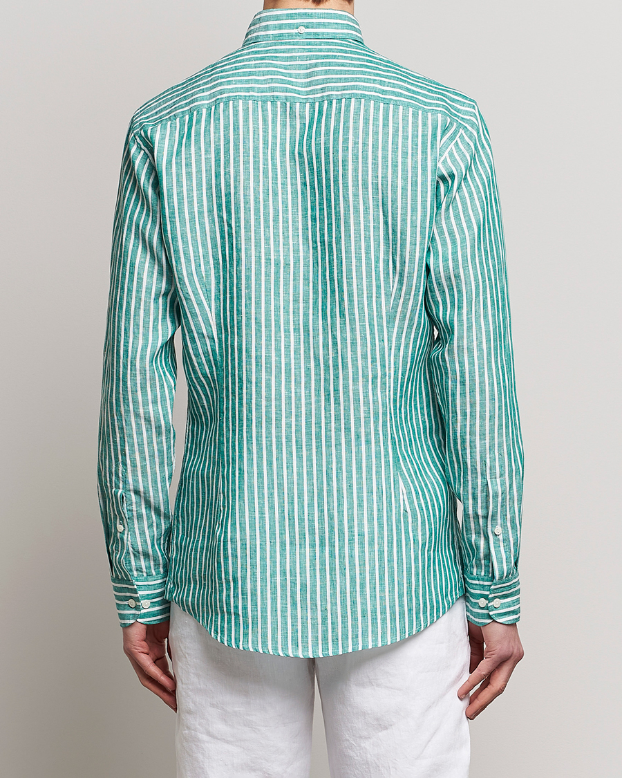 Men | Shirts | Eton | Slim Fit Striped Linen Shirt Green