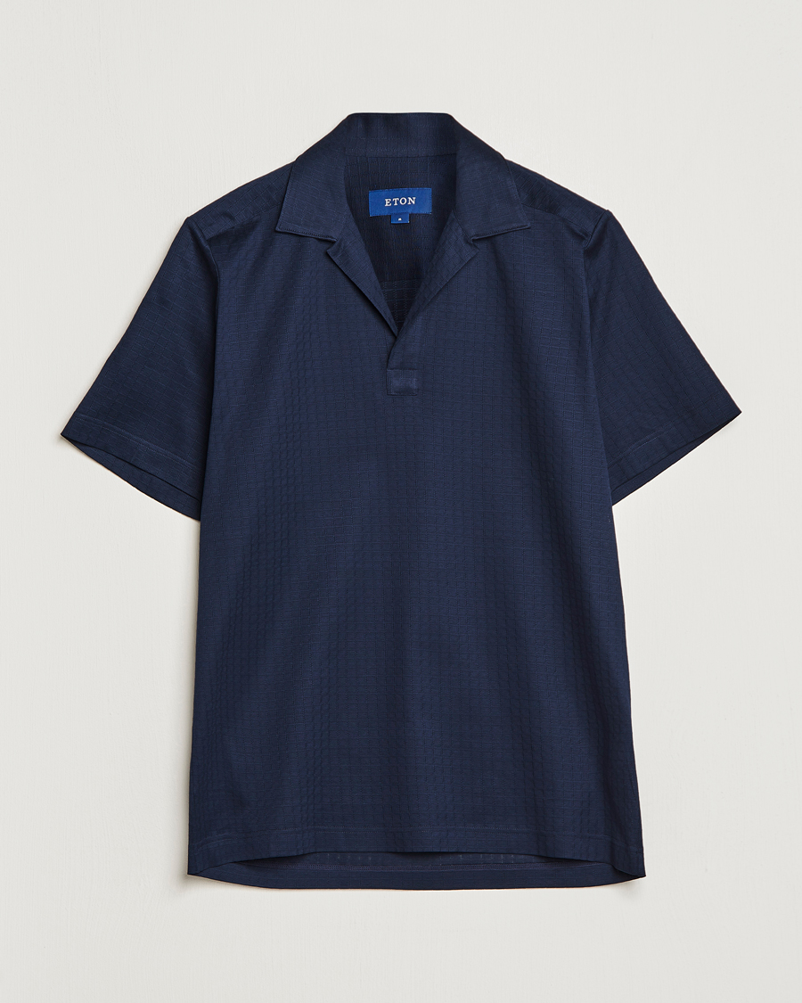 Men | Polo Shirts | Eton | Filo Di Scozia Open Collor Shirt Navy Blue