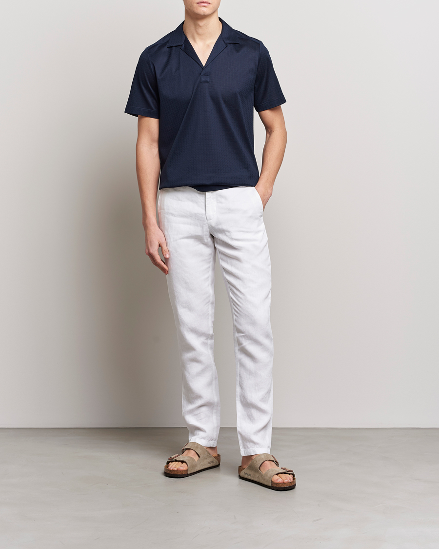 Men | Polo Shirts | Eton | Filo Di Scozia Open Collor Shirt Navy Blue