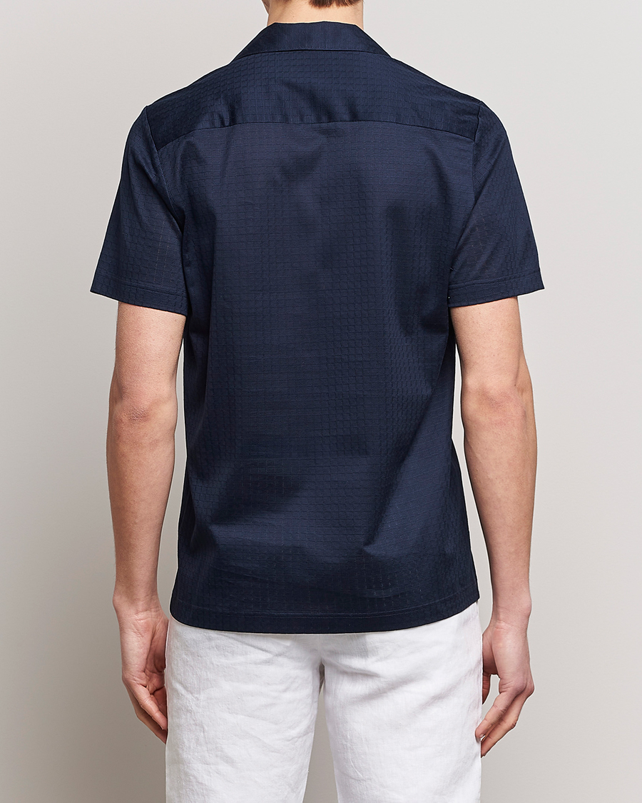 Men | Polo Shirts | Eton | Filo Di Scozia Open Collor Shirt Navy Blue