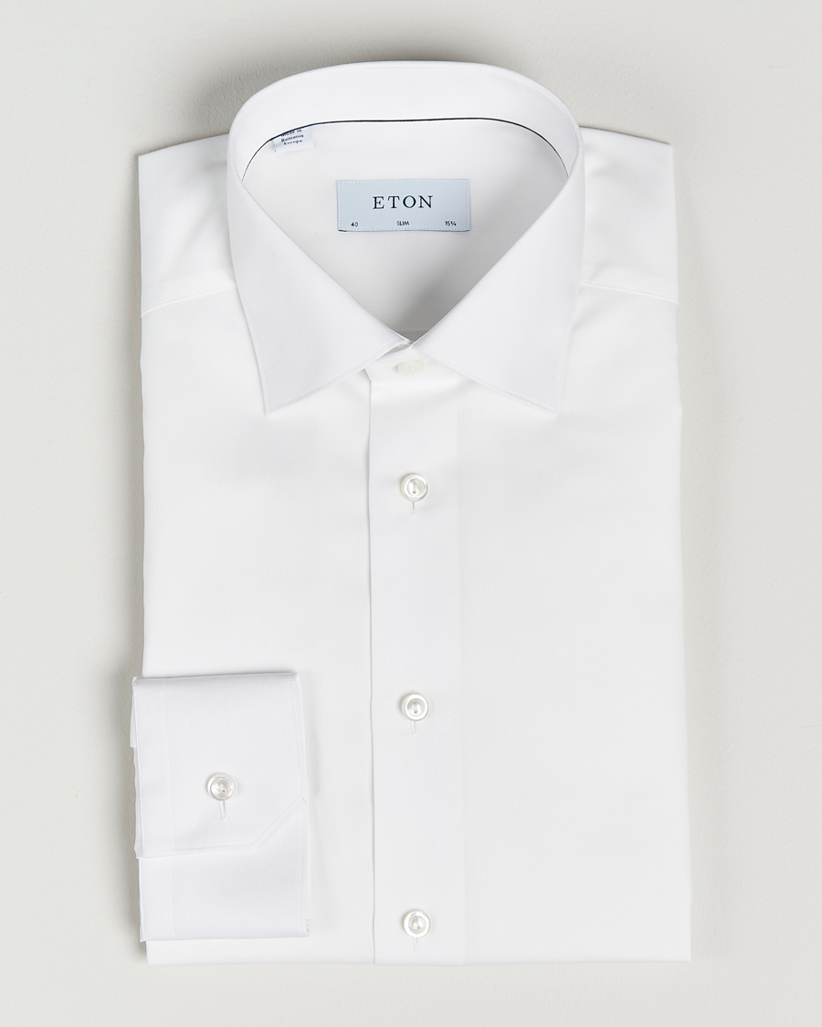 Men | Shirts | Eton | Fine Pique Shirt White