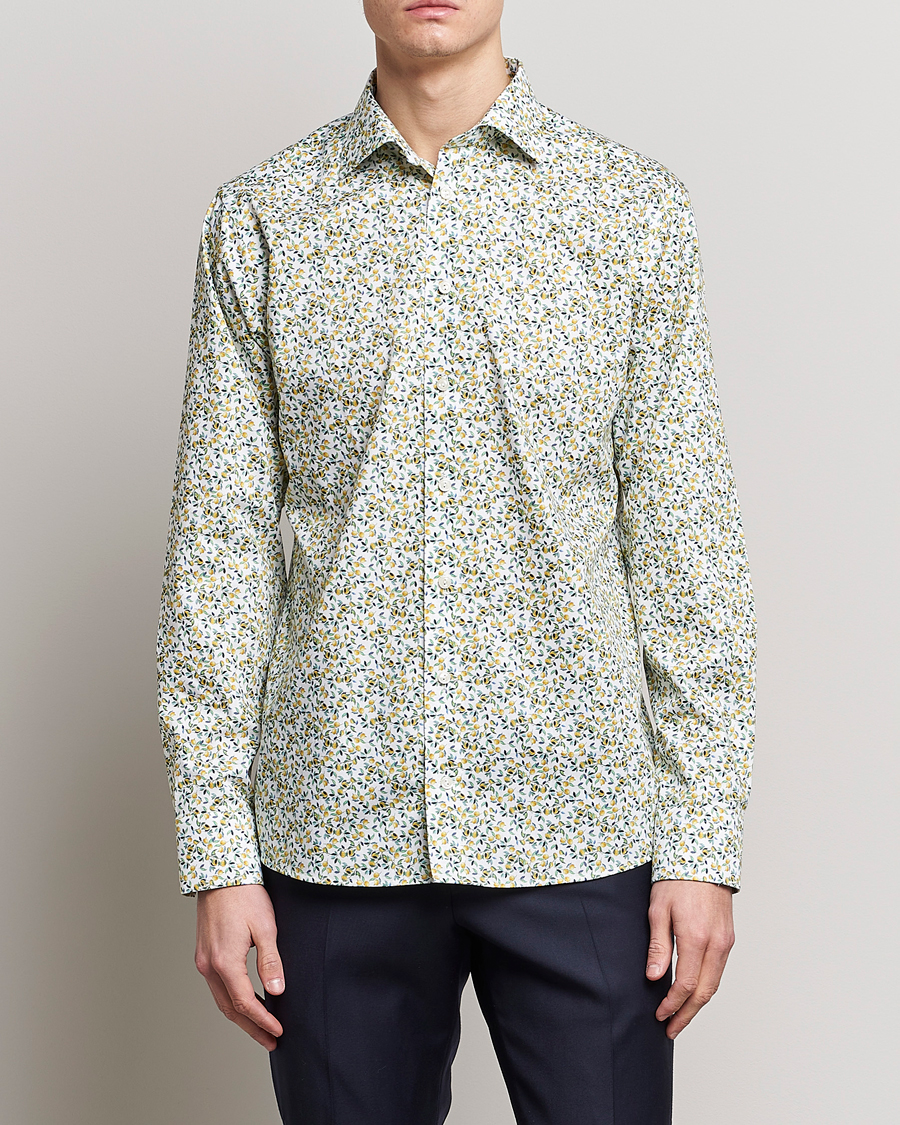Men | Casual Shirts | Eton | Signature Twill Slim Fit Shirt Lemon Print