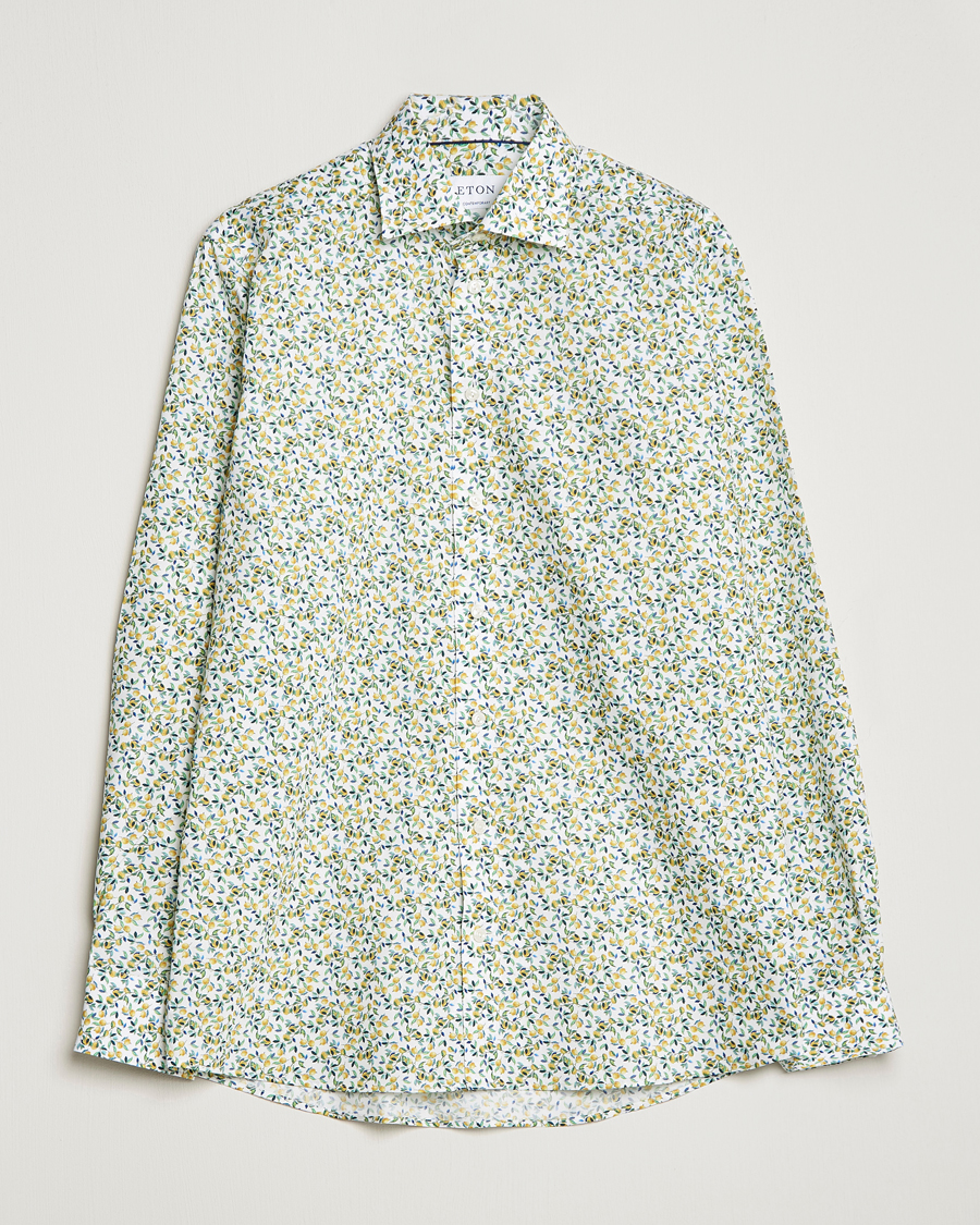 Men | Shirts | Eton | Signature Twill Contemporary Fit Shirt Lemon Print