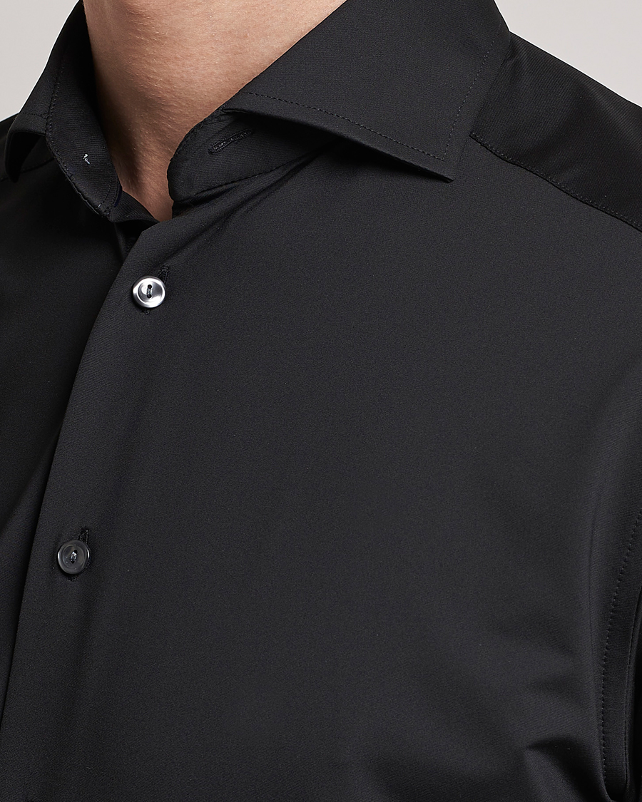 Men | Shirts | Eton | Slim Fit Four Way Stretch Shirt Black