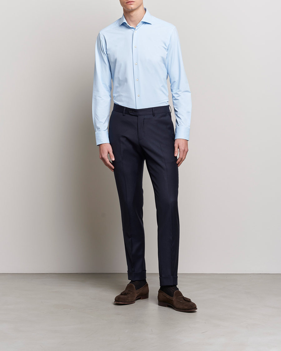 Men | Shirts | Eton | Slim Fit Four Way Stretch Shirt Light Blue