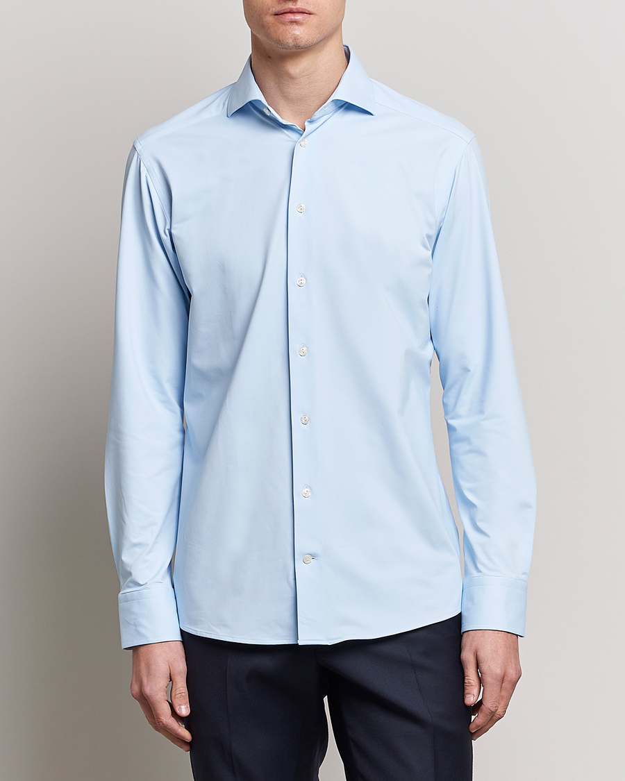 Men | Shirts | Eton | Slim Fit Four Way Stretch Shirt Light Blue