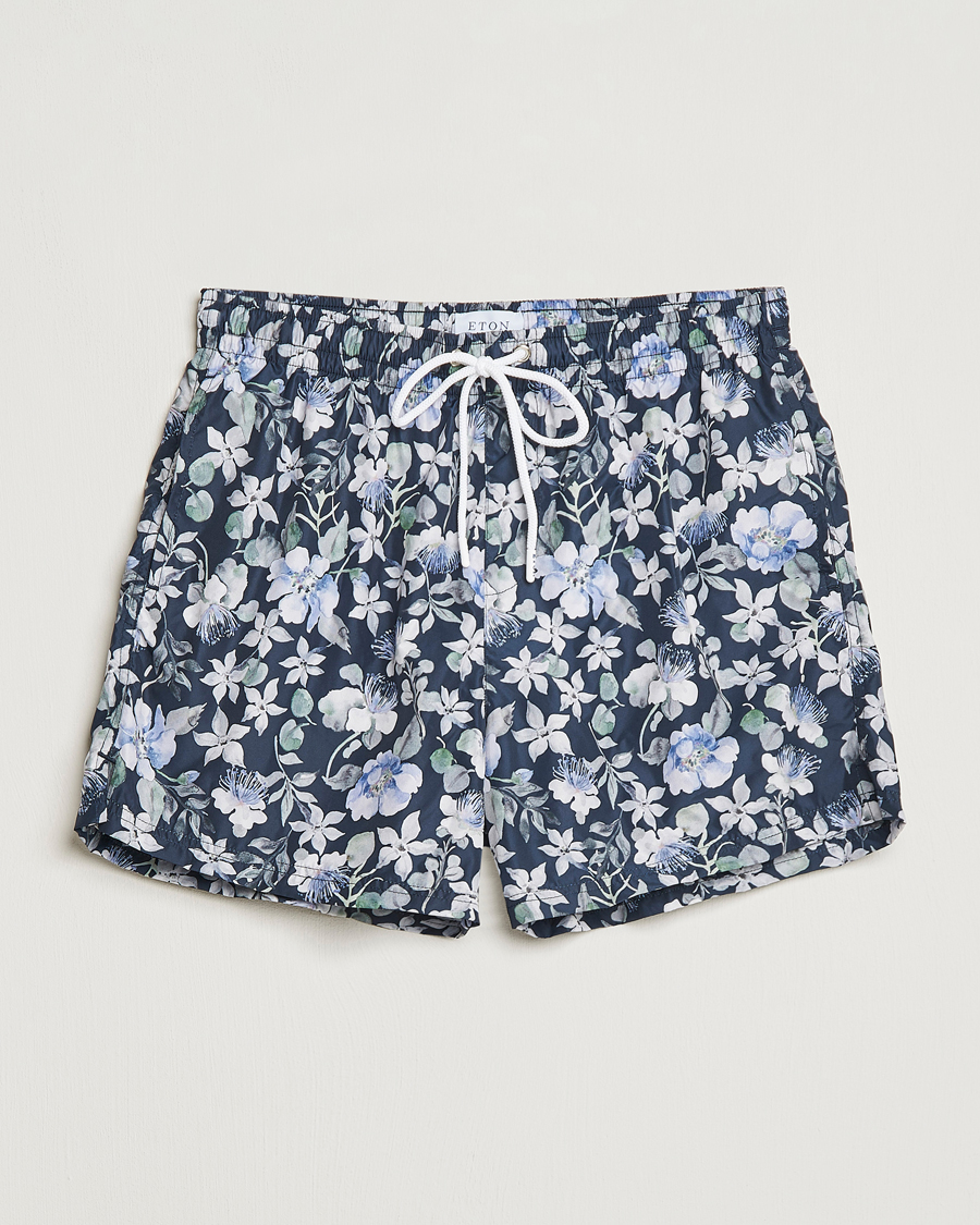 Men | Swimwear | Eton | Floral Swim Shorts Navy Blue