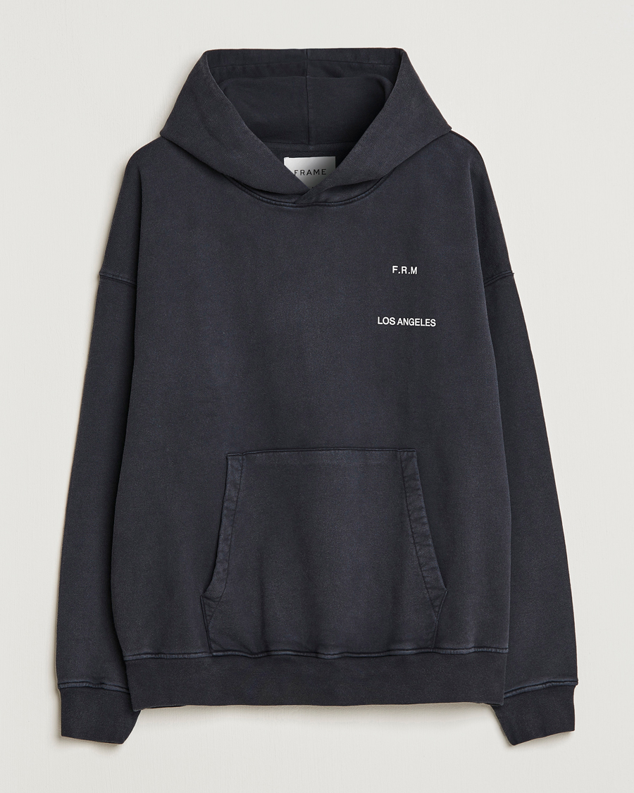 Men | Sweaters & Knitwear | FRAME | Faded Washed Coton Hoodie Black