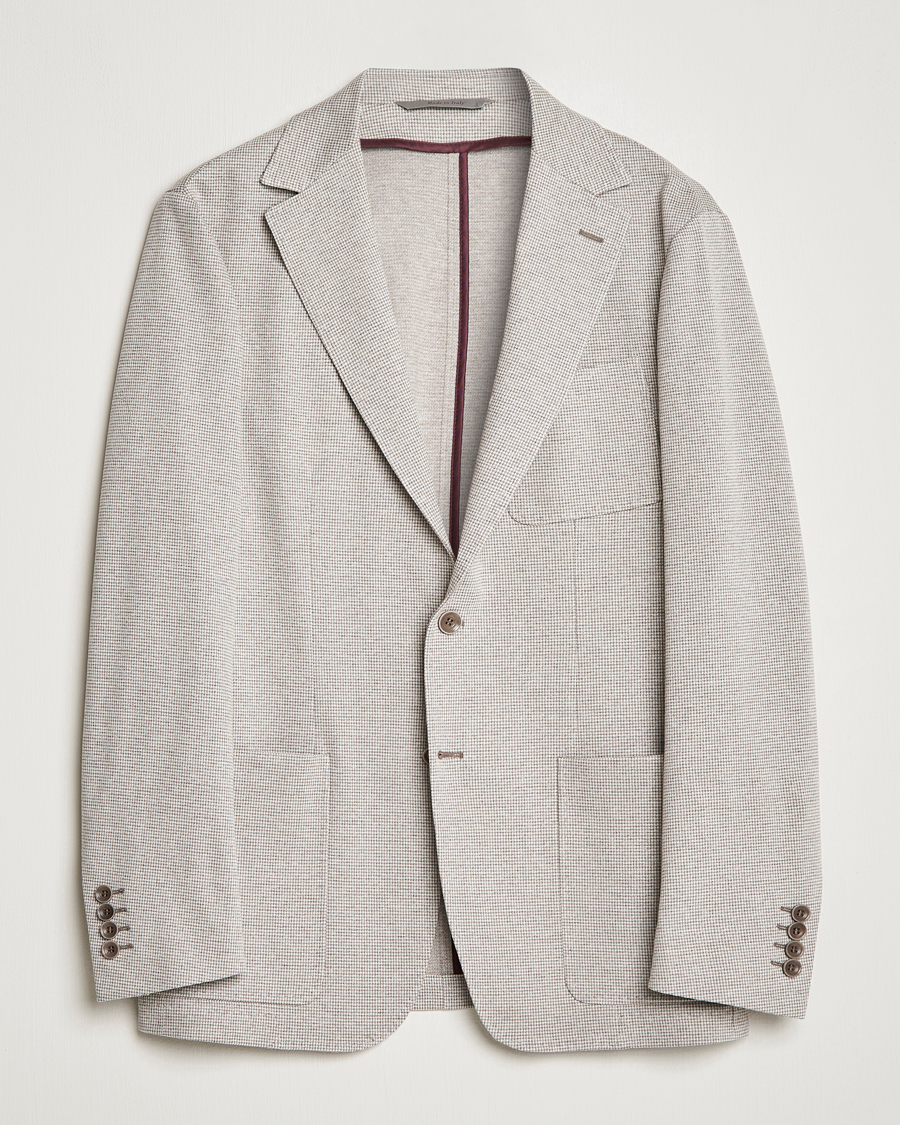 Men | Blazers | Canali | Houndstooth Jersey Blazer Beige