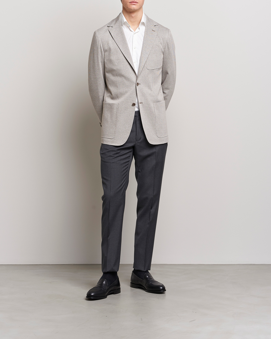 Men | Blazers | Canali | Houndstooth Jersey Blazer Beige