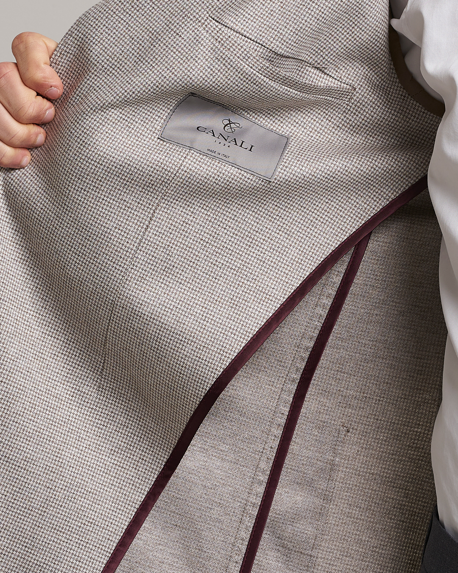 Men | Blazers | Canali | Houndstooth Jersey Blazer Beige