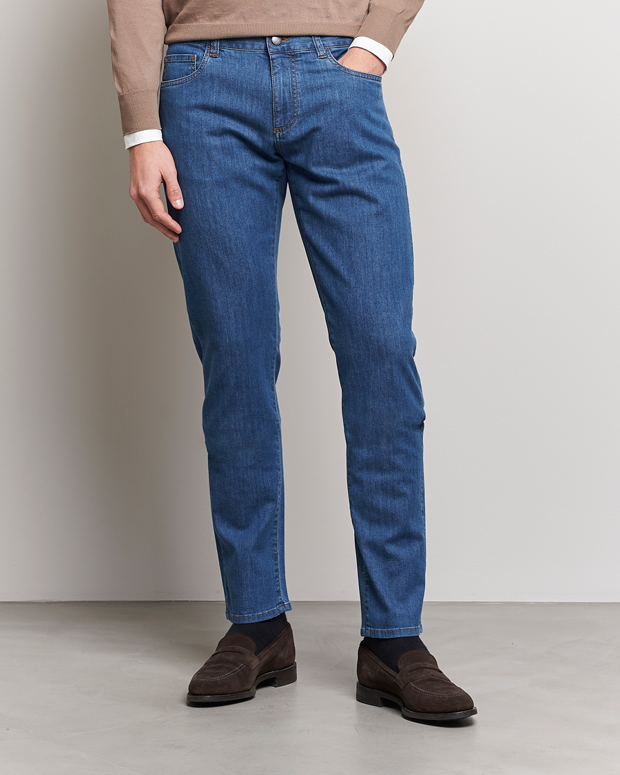 Men | Canali | Canali | Slim Fit Soft Denim Jeans Blue Wash