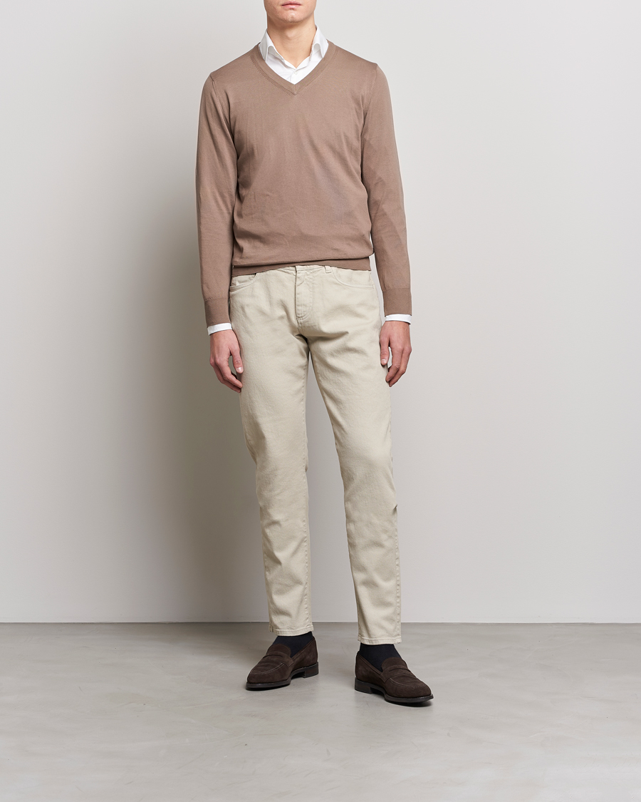 Men | Trousers | Canali | Slim Fit 5-Pocket Pants Beige