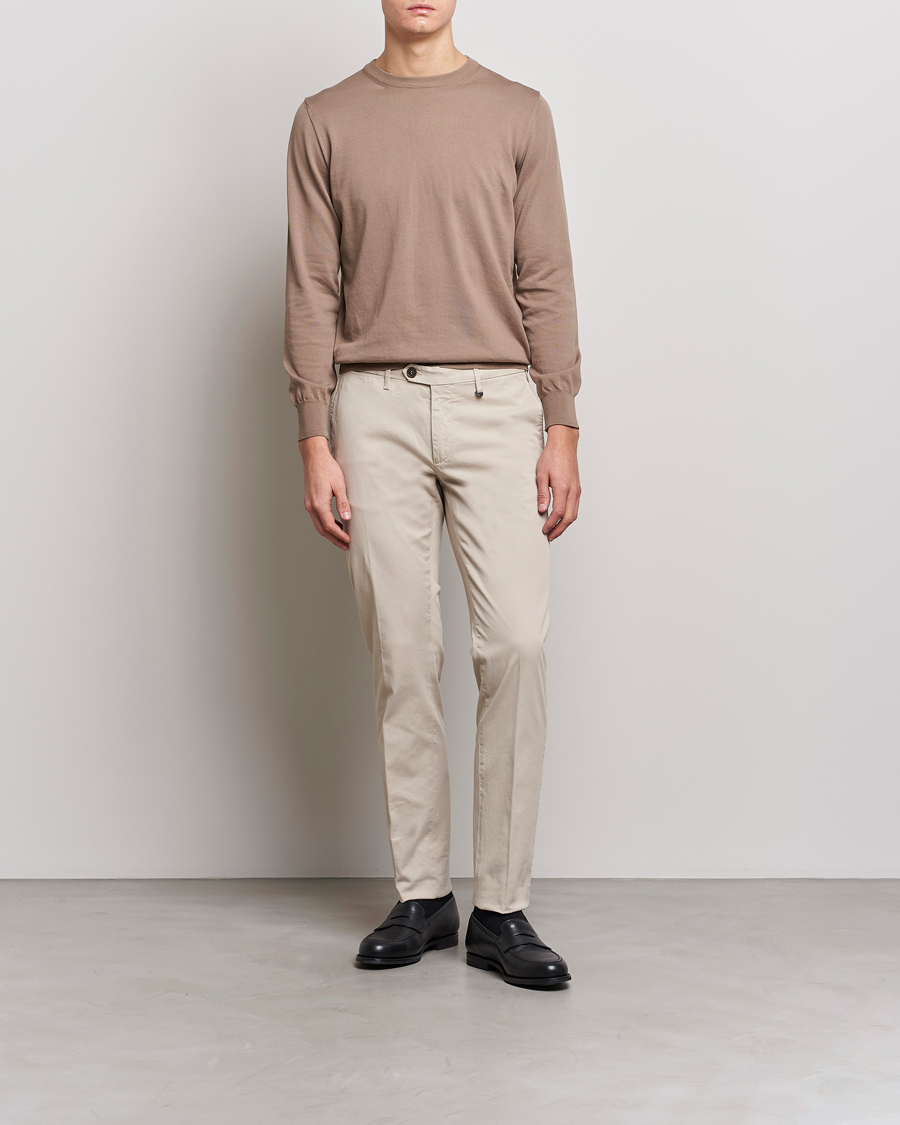 Men | Trousers | Canali | Cotton Stretch Chinos Beige