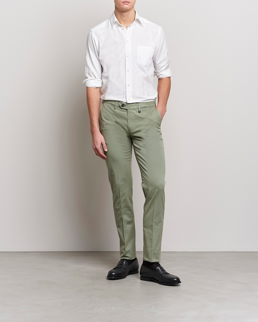 Men | Trousers | Canali | Cotton Stretch Chinos Sage